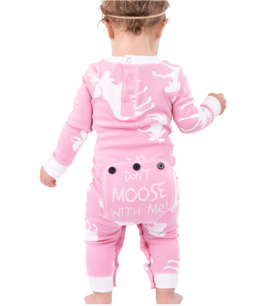 Classic Moose Infant Pink Onesie Flapjack