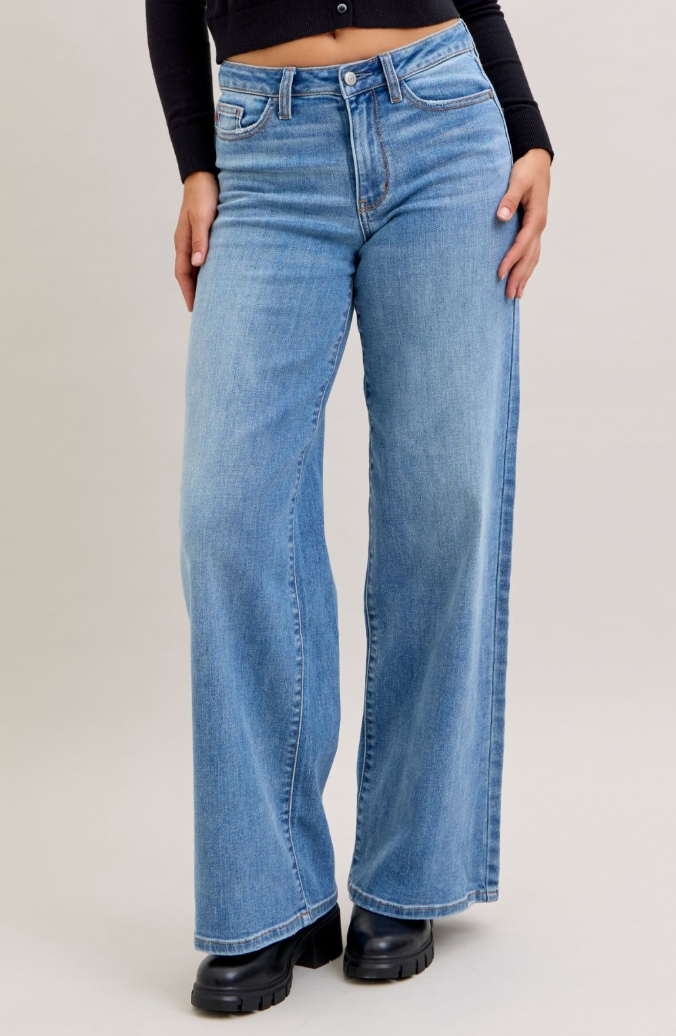 Mid Rise Retro Wide Leg