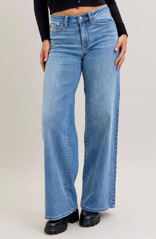 Mid Rise Retro Wide Leg