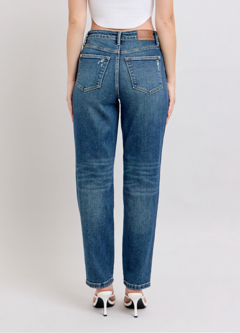High Waist Rigid Magic Non-Destroy Straight Jeans