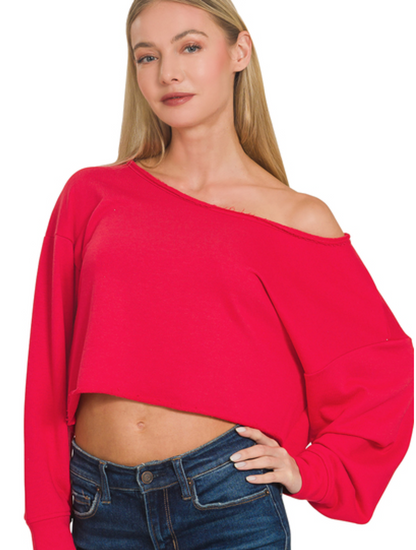 French Terry Boatneck Crop Top