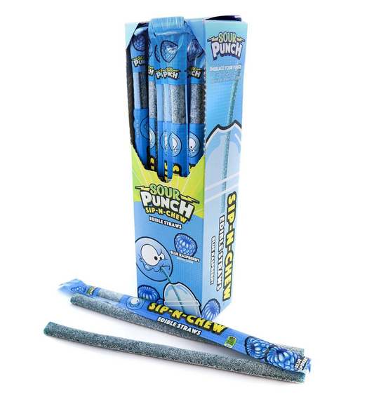SOUR PUNCH Sip-N-Chew Straws Blue Raspberry
