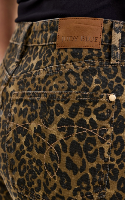 High Waist Cut Off Leopard Print Short by Judy Blue