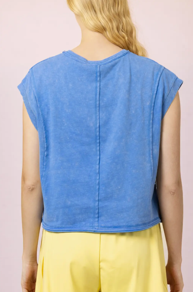 Mineral Washed Sleeveless Casual Knit Top