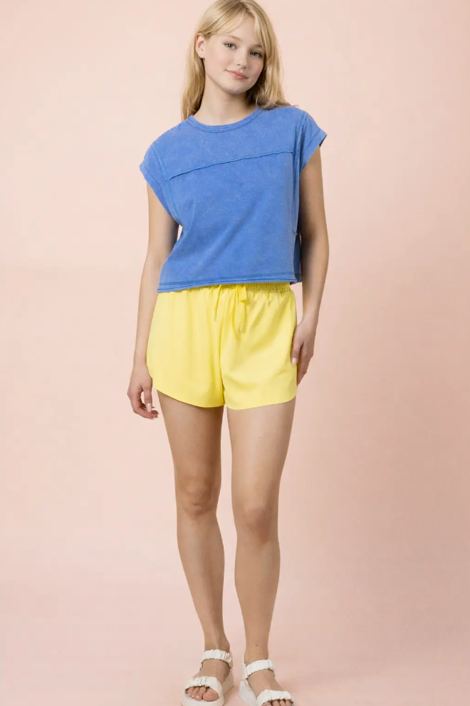 Mineral Washed Sleeveless Casual Knit Top