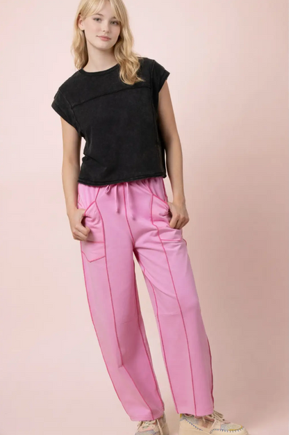 Mineral Washed Sleeveless Casual Knit Top