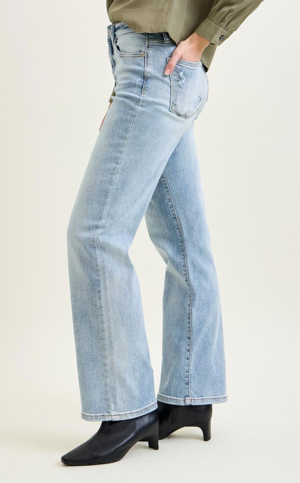 High Waist Light Wash Straight Leg Jeans by Judy Blue