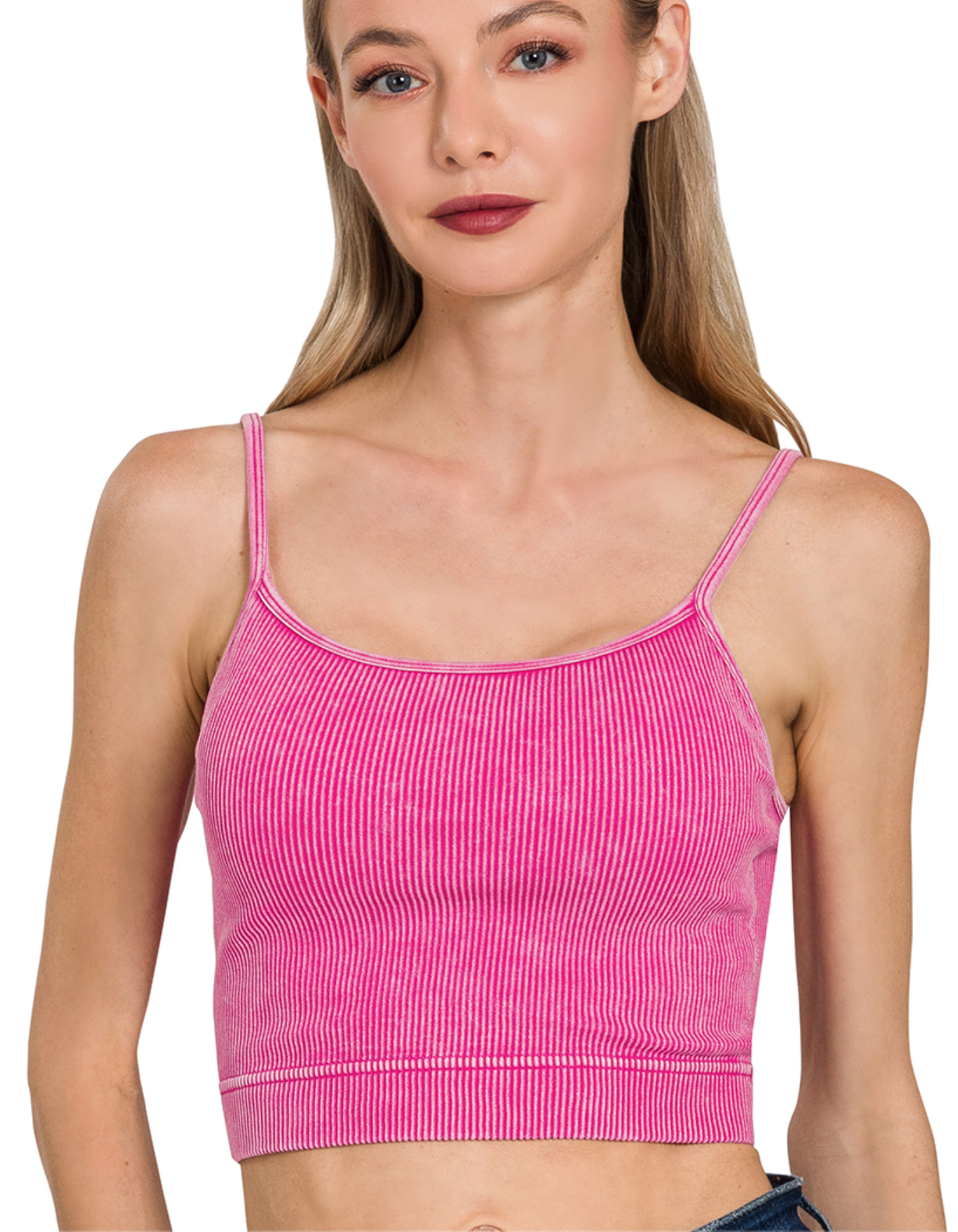 Stone Washed Ribbed Seamless Tank Top