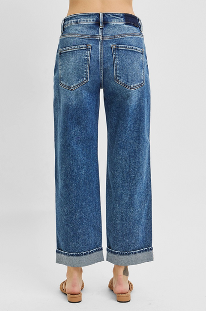 Mid Rise Ankle Boyfriend Turn Up Cuffed Jeans by Risen
