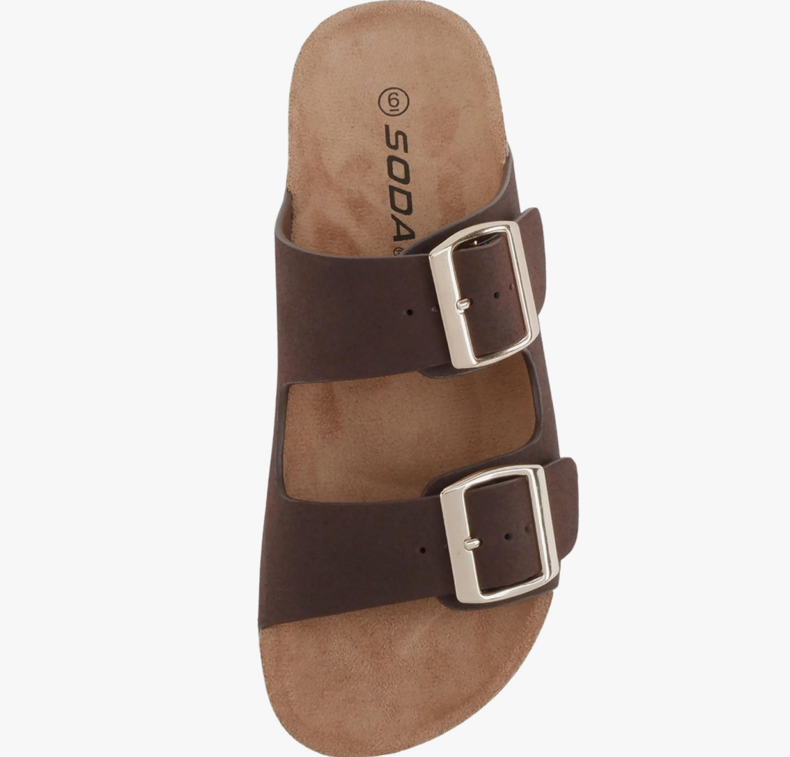Jete Women Slide Sandals with Two Buckle Straps