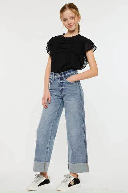 Youth High Rise '90s Crop Wide Leg Jeans