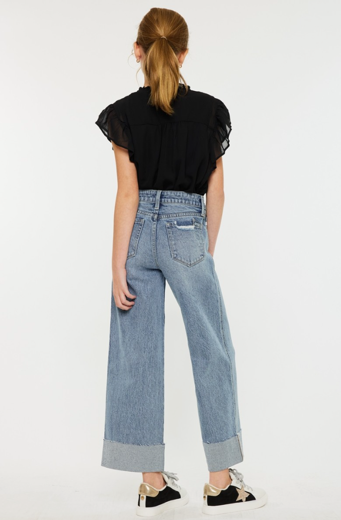 Youth High Rise '90s Crop Wide Leg Jeans