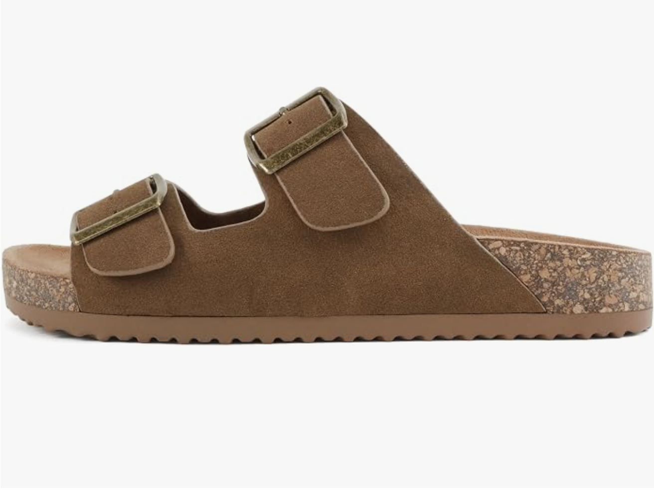 Tan Jete Women Slide Sandals with Two Buckle Straps