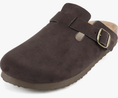 Brown Regis Suede Slip on Clog Mules