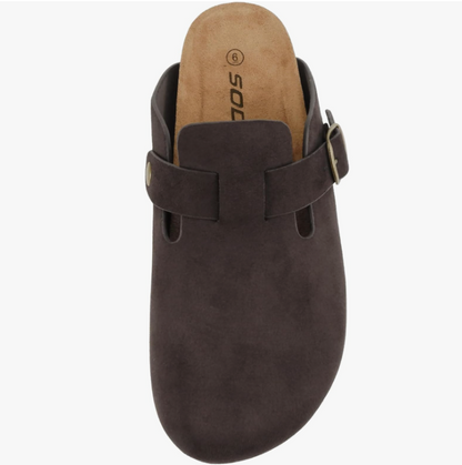 Brown Regis Suede Slip on Clog Mules