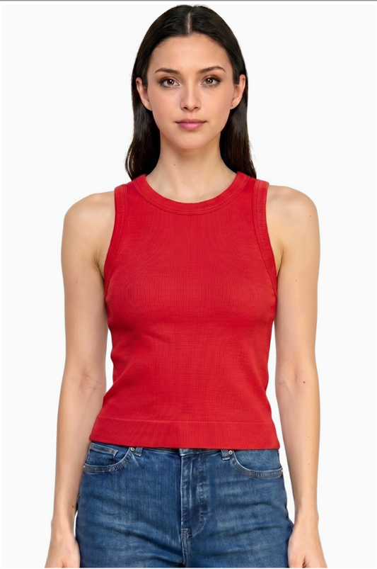 Solid Ribbed Tank Top