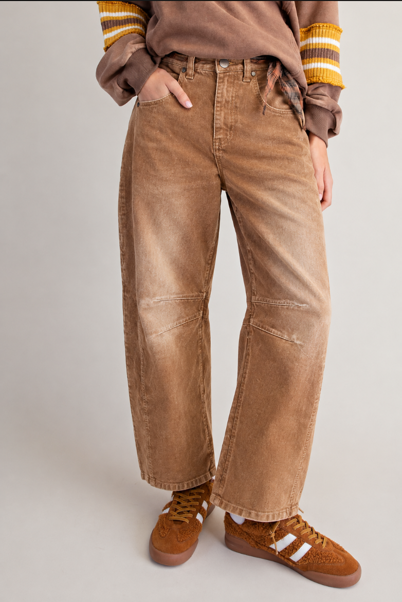 Stretch Corduroy Barrel Pants