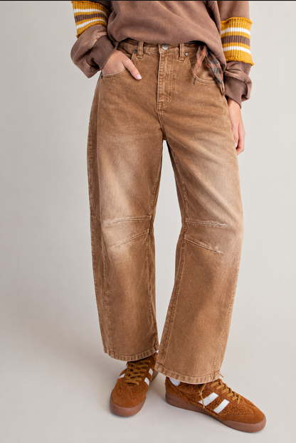 Stretch Corduroy Barrel Pants