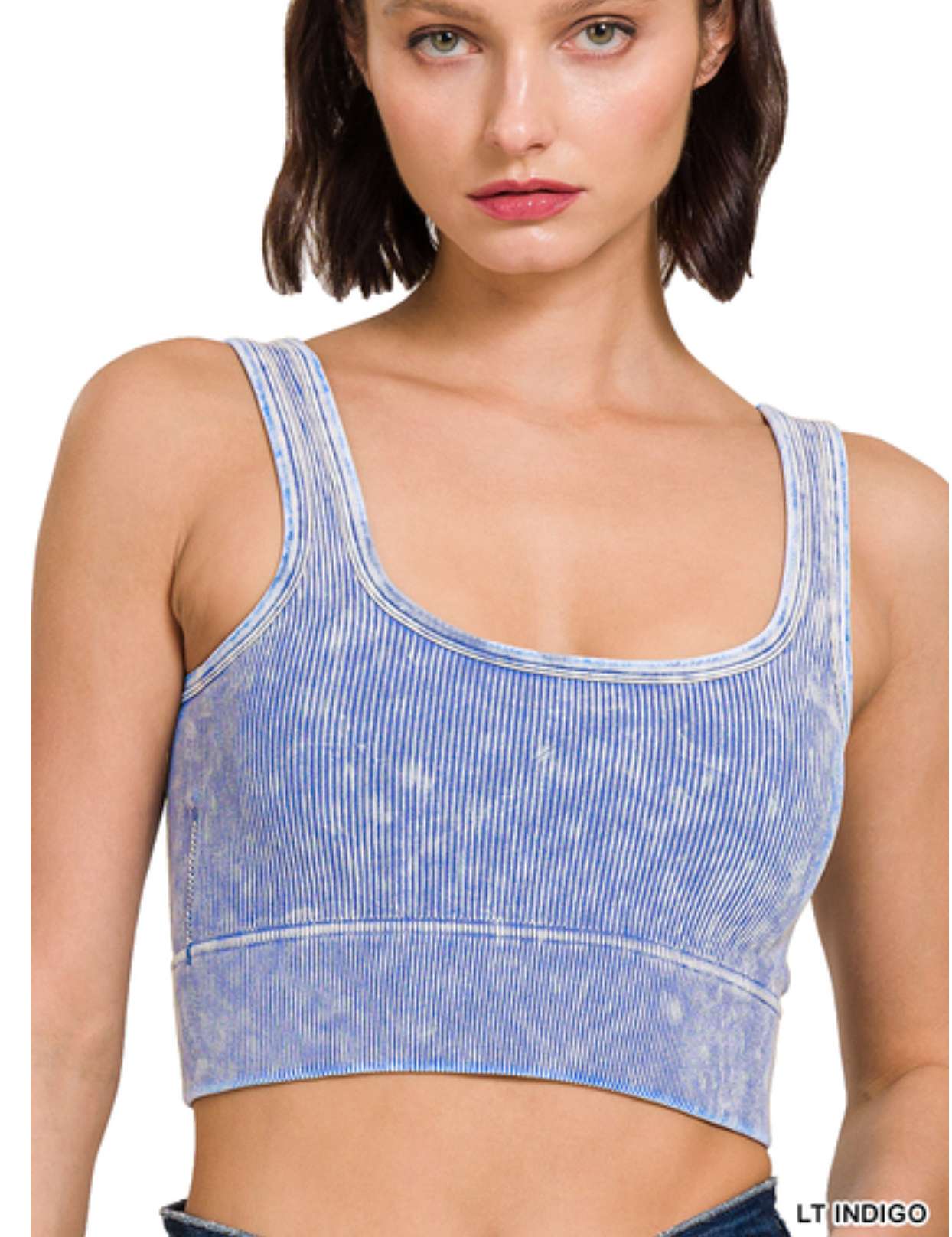 Washed Ribbed Seamless Square Neck With Bra Pads