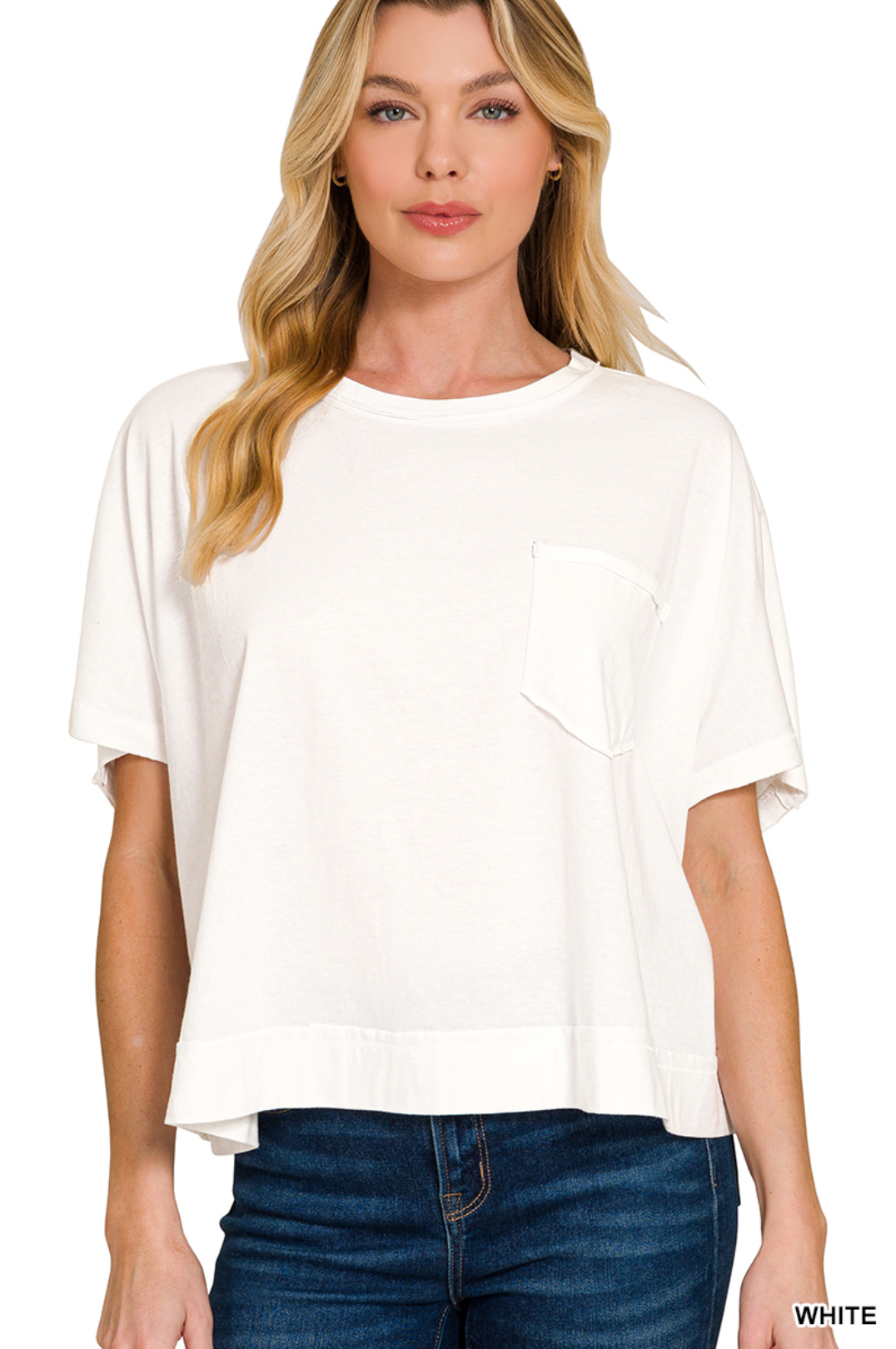 Exposed Seam Oversized Crop Box Tee