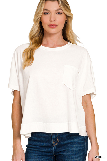 Exposed Seam Oversized Crop Box Tee