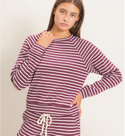 Striped Waffle Knit Raglan Top