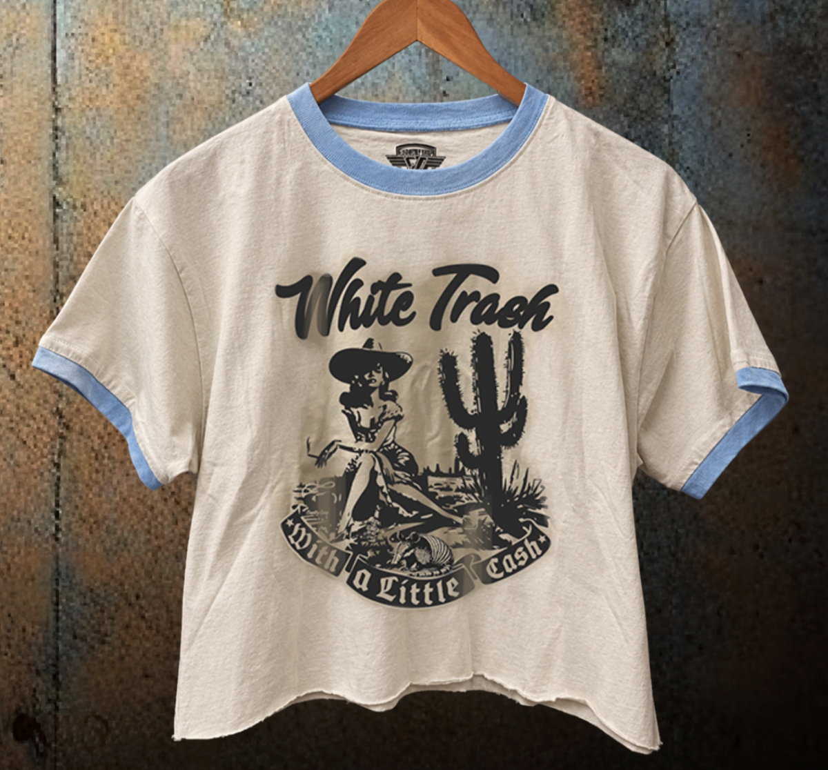 White Trash with a Little Cash Ringer Relaxed Crop Tee