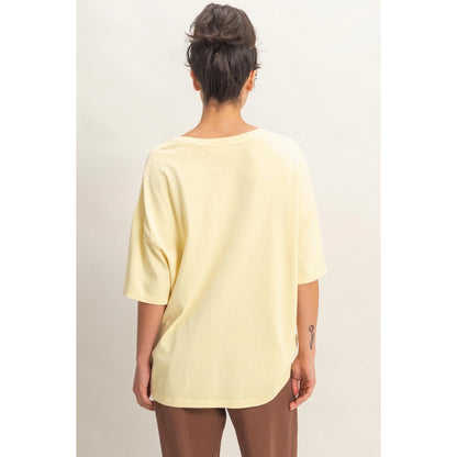 Oversized Varsity Style V-Neck Graphic T-Shirt
