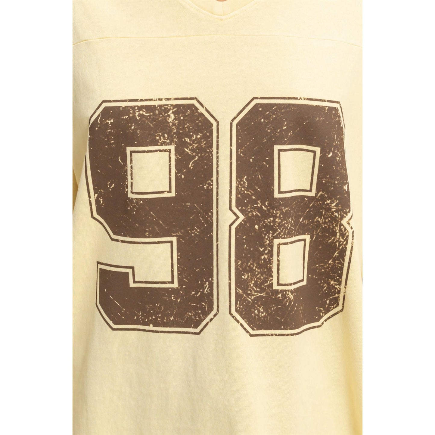 Oversized Varsity Style V-Neck Graphic T-Shirt