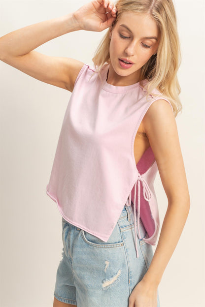 Sleeveless Raw Edge Top