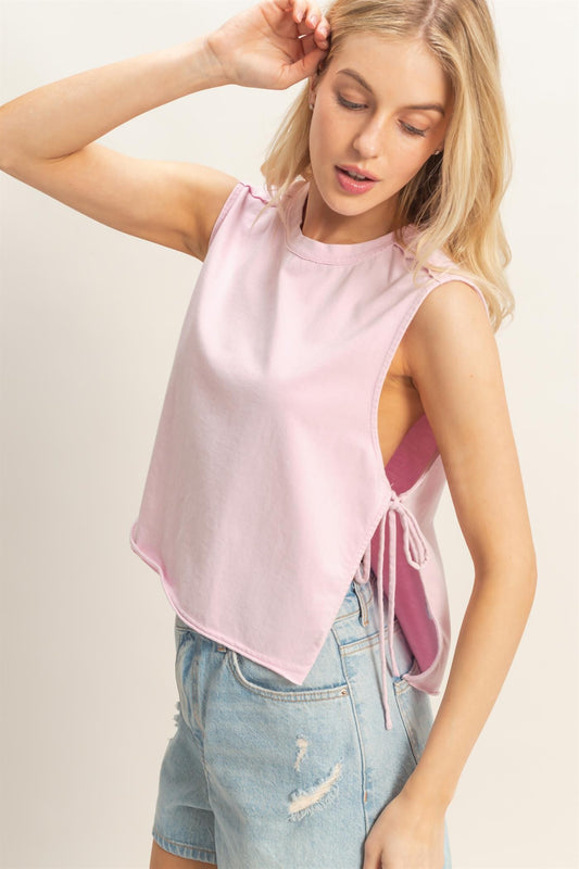 Sleeveless Raw Edge Top