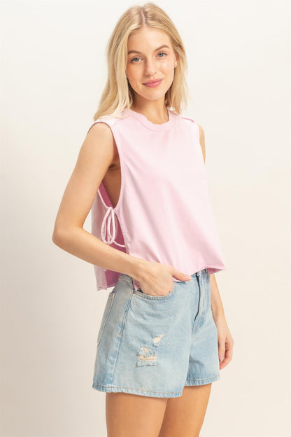 Sleeveless Raw Edge Top