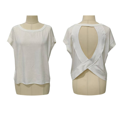 Slouchy Wrapped Cutout Back Short Sleeve Workout Tee Top