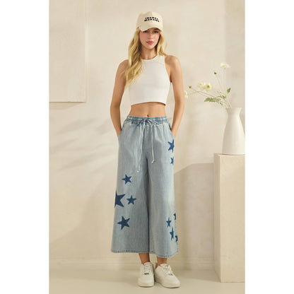 Starry Wide-Leg Denim Pants