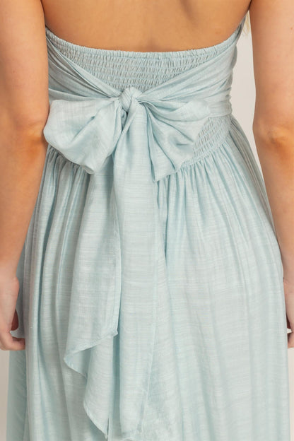 Strapless Tie-back Smocked Dress