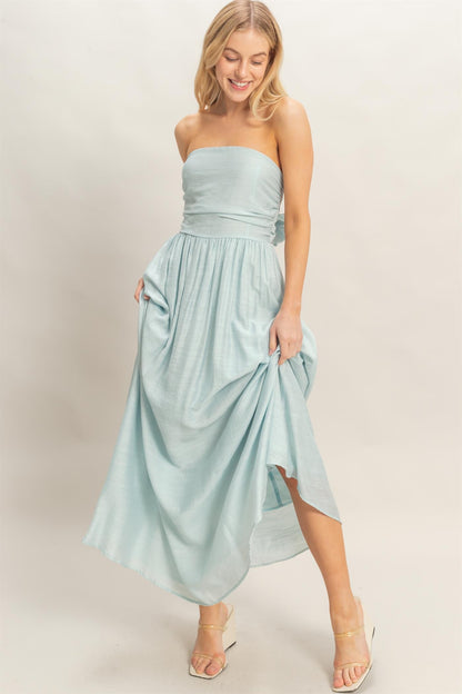 Strapless Tie-back Smocked Dress
