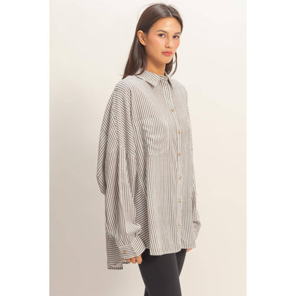 Oversized Striped Button-Up Shirt