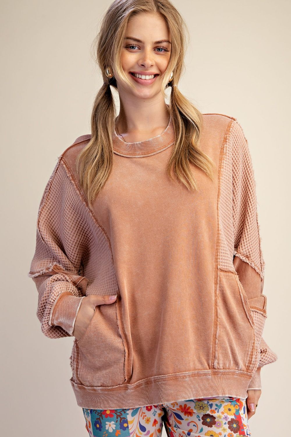 Thermal Mix Washed Terry Pullover