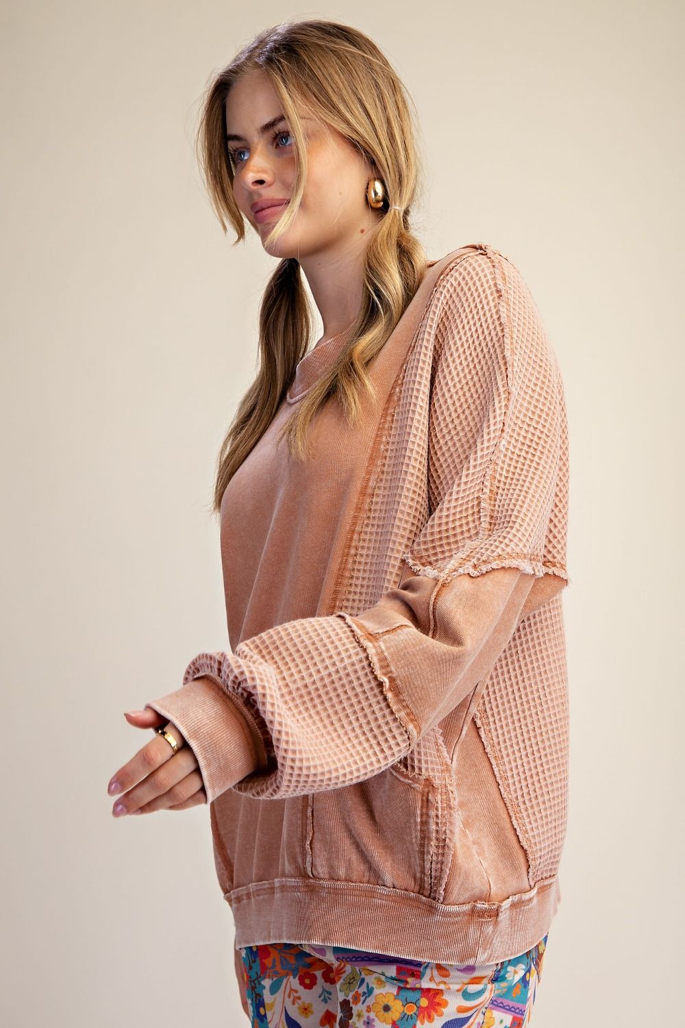 Thermal Mix Washed Terry Pullover