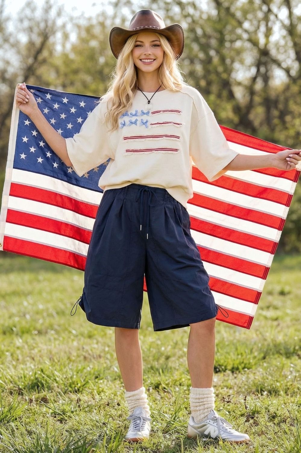 American Flag Washed Terry Pullover