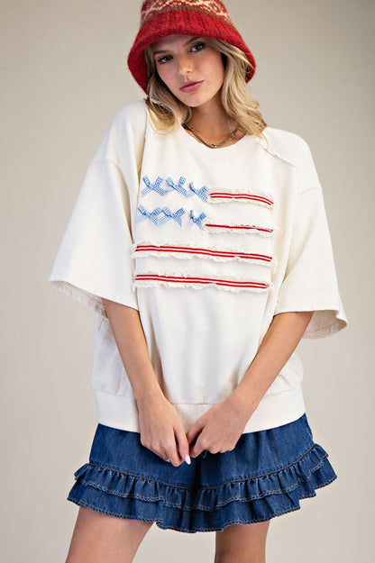 American Flag Washed Terry Pullover