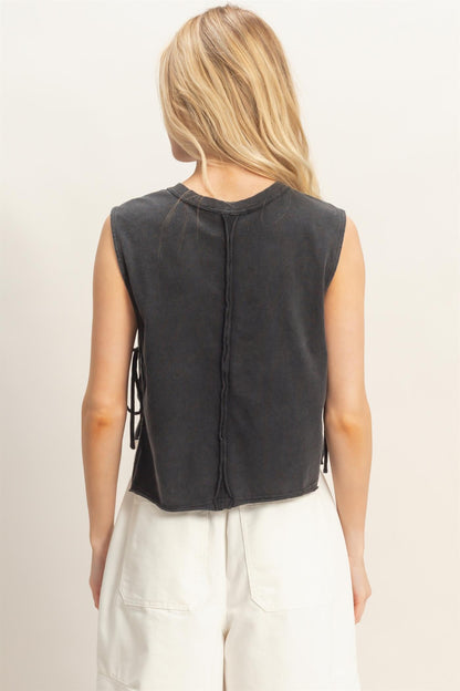 Sleeveless Raw Edge Top