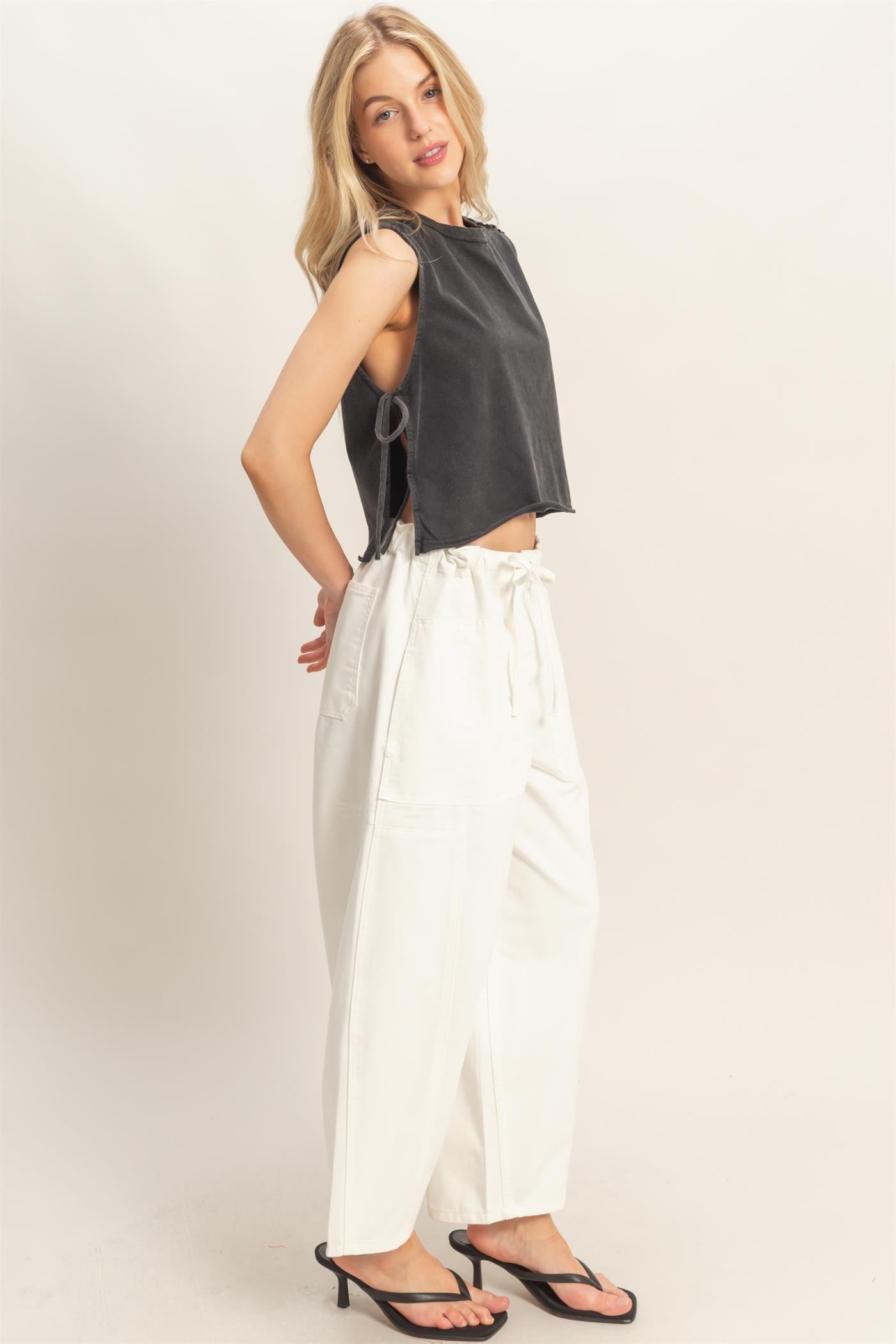 Sleeveless Raw Edge Top