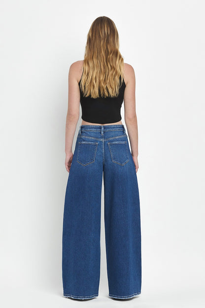 Arosa Super High Rise Pleated Wide Jeans by Vervet