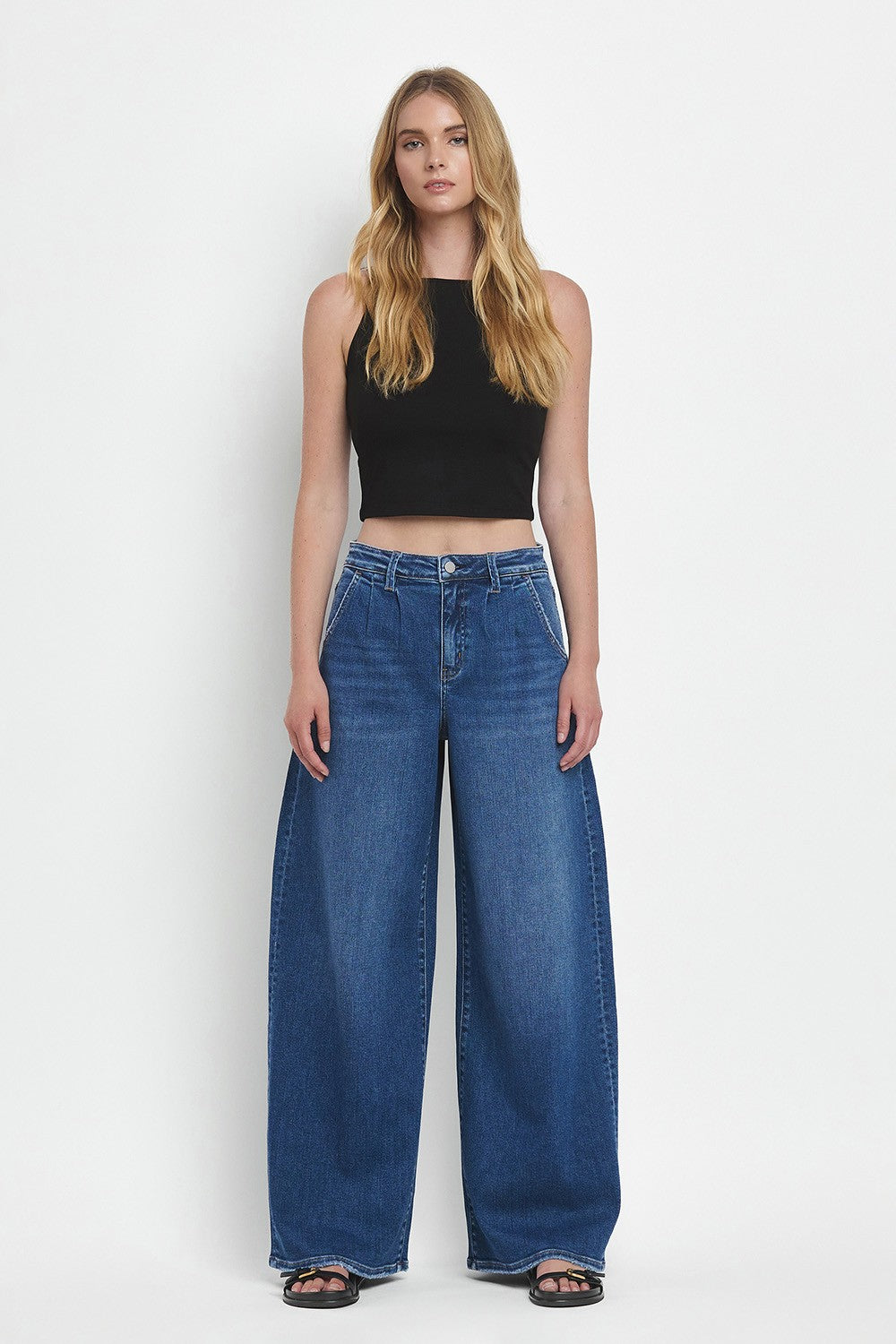 Arosa Super High Rise Pleated Wide Jeans by Vervet