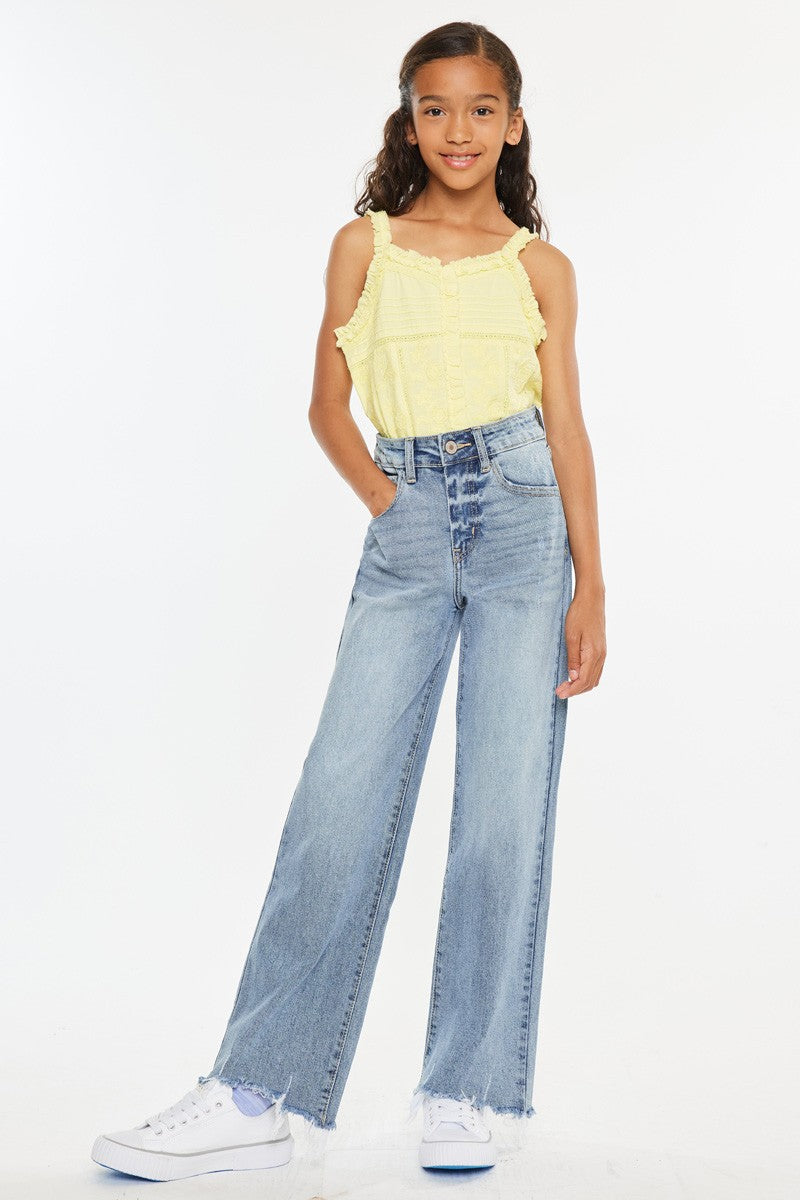Girls High Rise Slim Wide Leg Youth Jeans