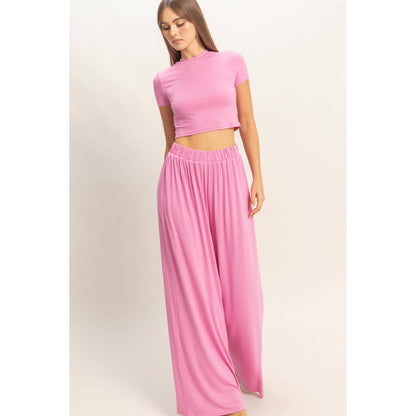 Short Sleeve Top & Wide Leg Pants Set