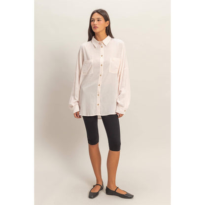 Oversized Striped Button-Up Shirt