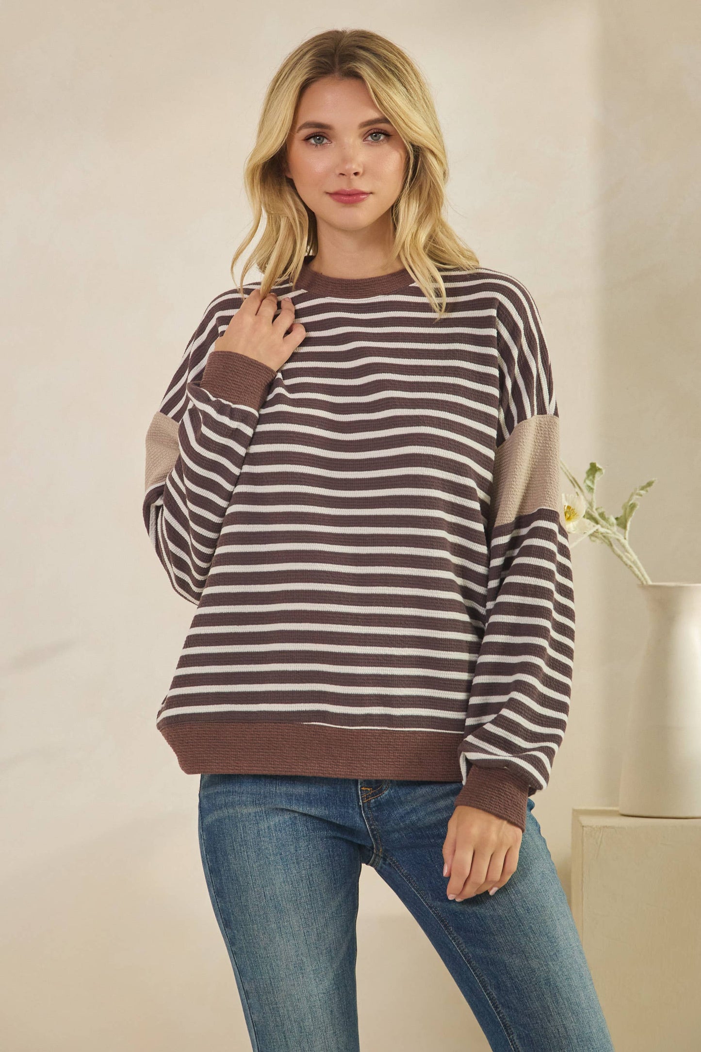 Cloudy Knit Stripe Top