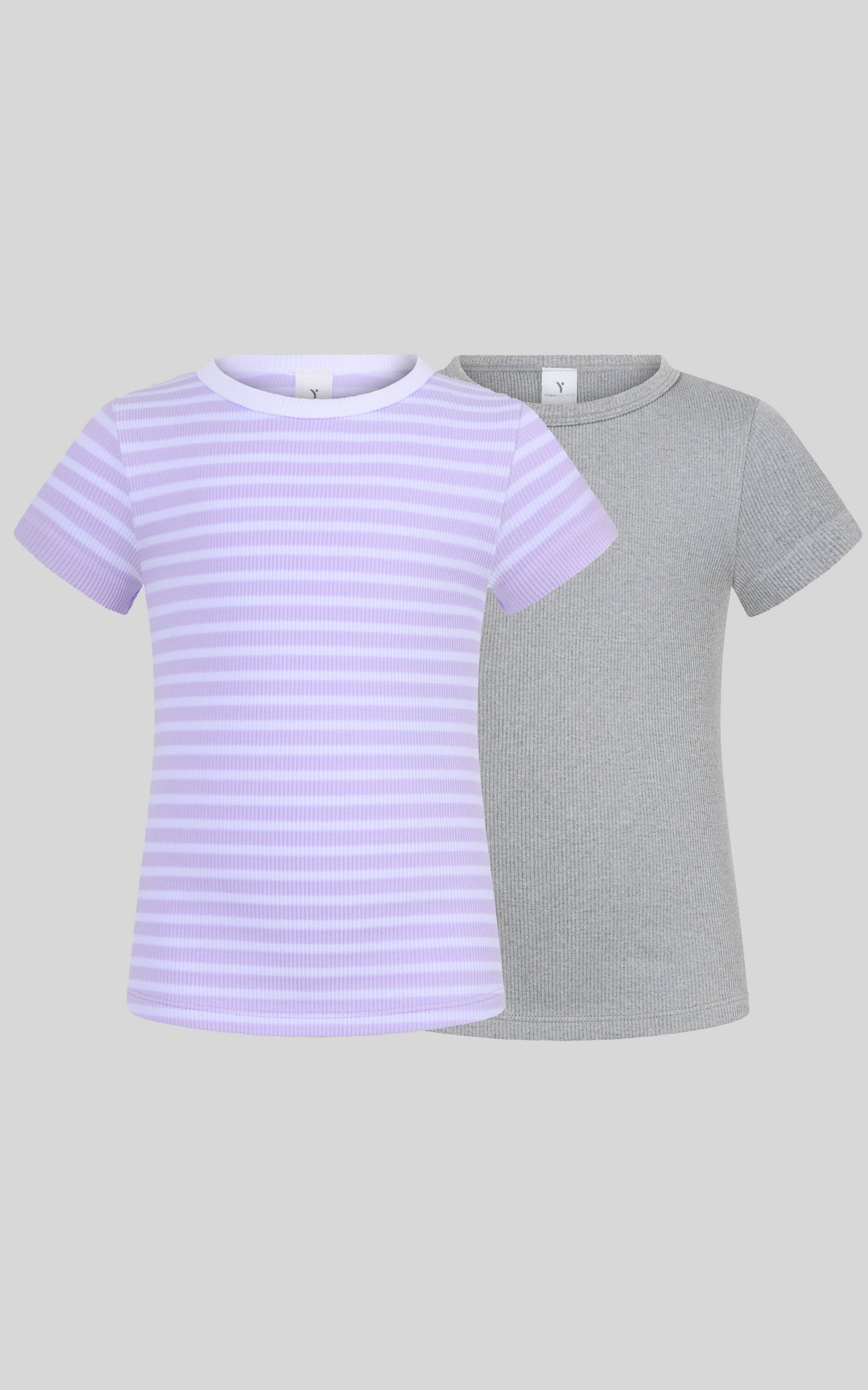 Tween Girls Rib Seamless Stripe Short Sleeve Tee 2 Pack